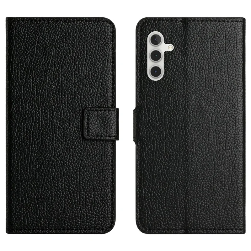 For Samsung Galaxy A56 5G / M56 5G Case PU Leather Wallet Phone Cover Litchi Texture, Black