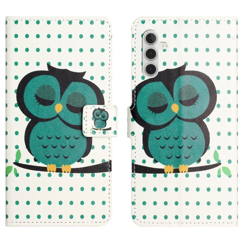 For Samsung Galaxy A56 5G / M56 5G Case Pattern Print PU Leather Wallet Phone Cover - Dots Owl