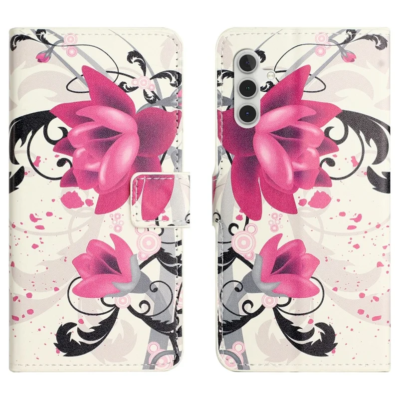 For Samsung Galaxy A56 5G / M56 5G Case Pattern Print PU Leather Wallet Phone Cover - Lotus
