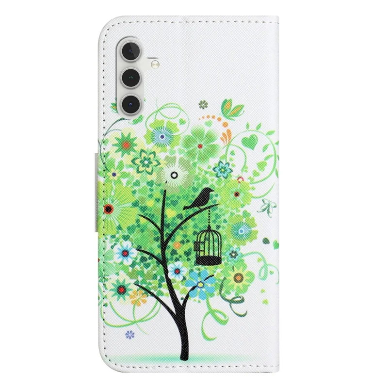 For Samsung Galaxy A56 5G / M56 5G Case Pattern Printing Cross Texture Leather Phone Cover - Green Tree