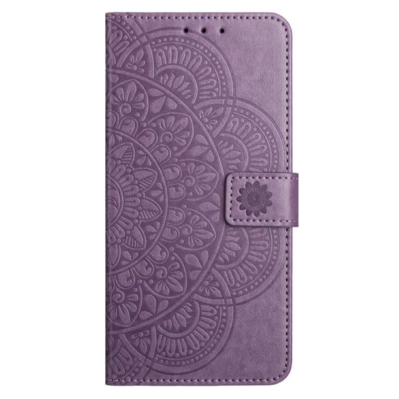 For iPhone 18 Pro / 17 Pro Leather Case with Card Slots Mandala Pattern Phone Cover Stand - Purple