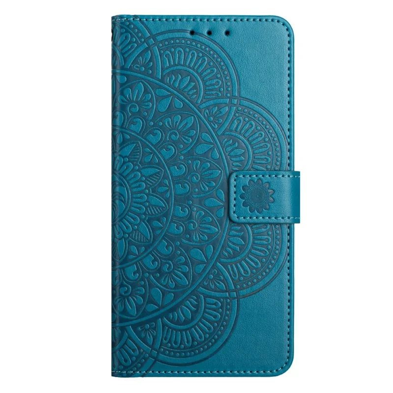 For iPhone 18 Pro / 17 Pro Leather Case with Card Slots Mandala Pattern Phone Cover Stand - Blue