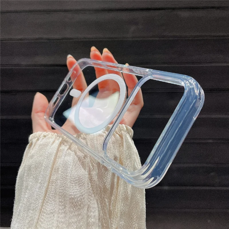 Capa para iPhone 17 Pro Max Compatível com MagSafe - Capa de Telefone Transparente em TPU Acrílico de 2,5mm