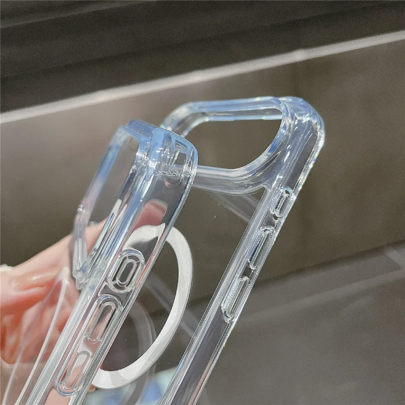 Capa para iPhone 17 Pro Max Compatível com MagSafe - Capa de Telefone Transparente em TPU Acrílico de 2,5mm