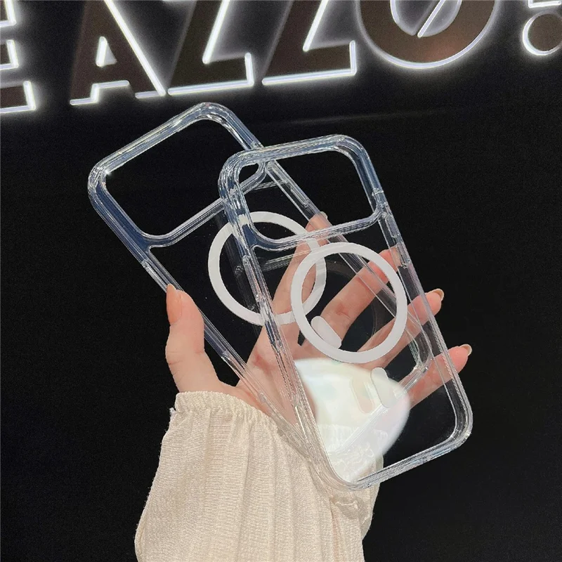 Capa para iPhone 17 Pro Max Compatível com MagSafe - Capa de Telefone Transparente em TPU Acrílico de 2,5mm