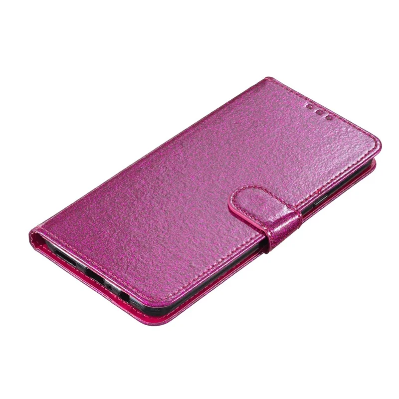 For iPhone 17 Air Wallet Case Glitter Anti-Scratch Leather Stand Phone Cover with Strap - Rose