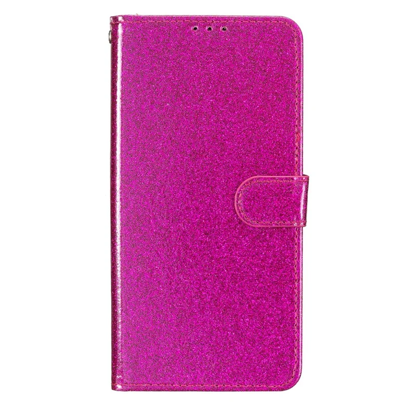 For iPhone 17 Air Wallet Case Glitter Anti-Scratch Leather Stand Phone Cover with Strap - Rose