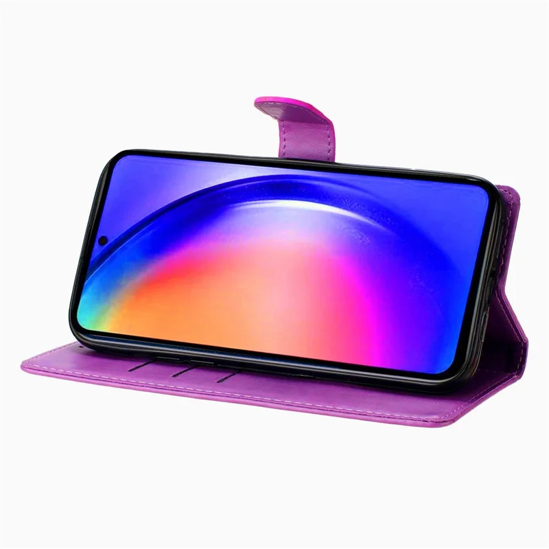 For iPhone 17 Air Wallet Case Glitter Anti-Scratch Leather Stand Phone Cover with Strap - Purple