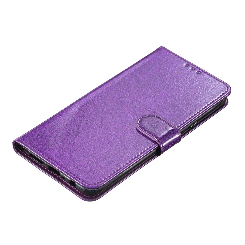 For iPhone 17 Air Wallet Case Glitter Anti-Scratch Leather Stand Phone Cover with Strap - Purple