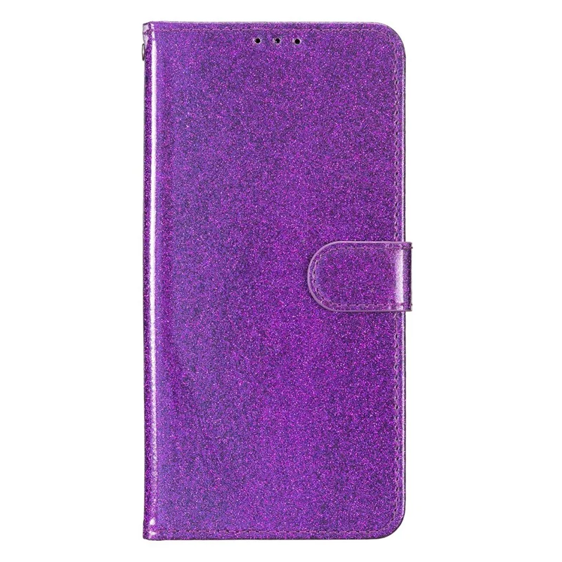 For iPhone 17 Air Wallet Case Glitter Anti-Scratch Leather Stand Phone Cover with Strap - Purple