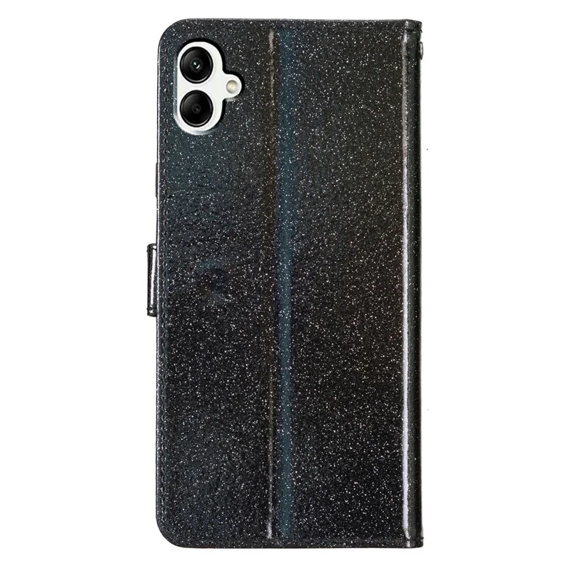 Per Samsung Galaxy A07 Custodia Portafoglio Glitter Anti-Graffio Supporto in Pelle con Cinturino - Nero