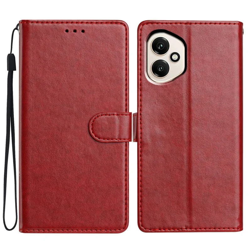 For Honor 400 5G (Global) Leather Case Wallet Stand Phone Cover with Handy Strap - Red