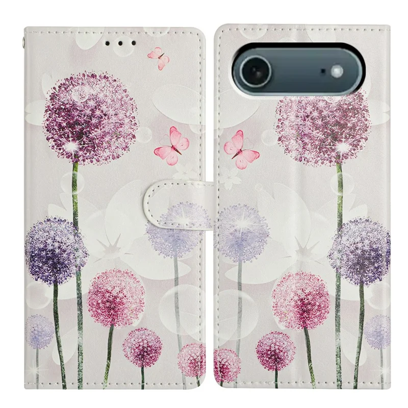 For iPhone 17 Air Case Pattern Printing Wallet Stand Flip Leather Phone Cover with Strap - Dandelion