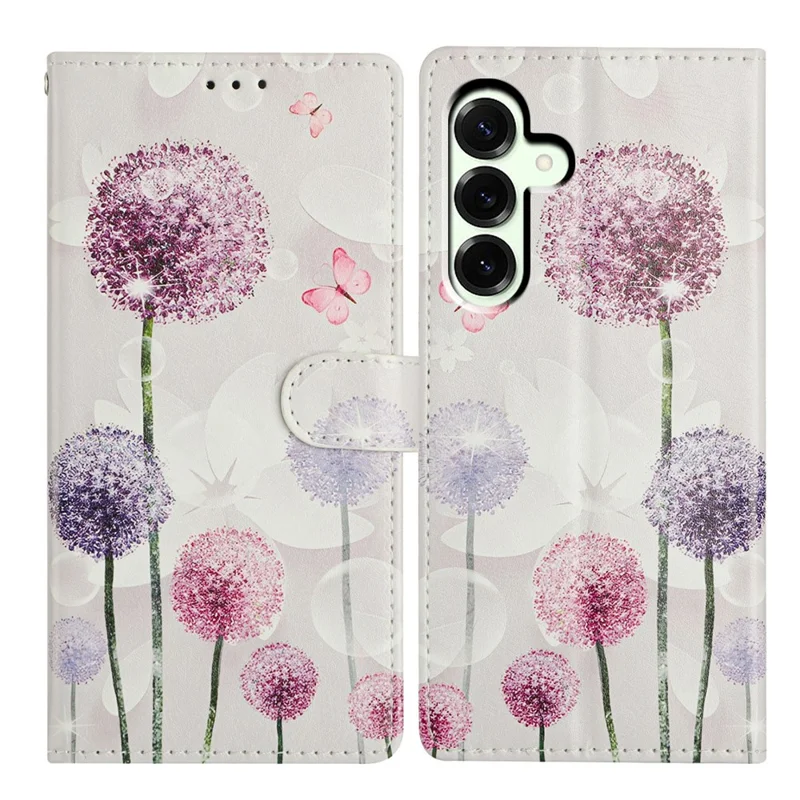 For Samsung Galaxy A17 Case Pattern Printing Wallet Stand Flip Leather Phone Cover with Strap - Dandelion