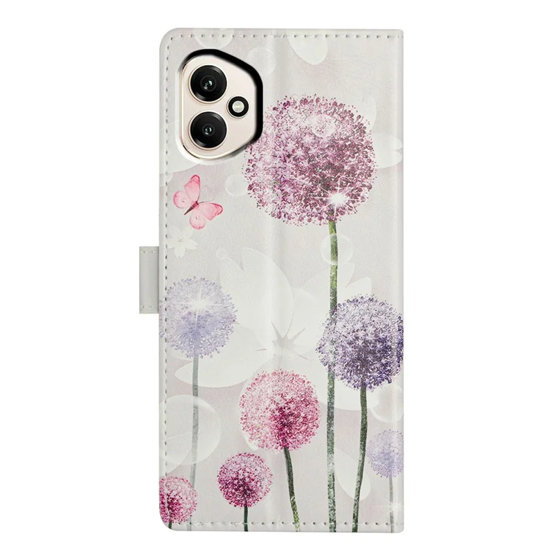 For Honor 400 5G (Global) Case Pattern Printing Wallet Stand Flip Leather Phone Cover with Strap - Dandelion