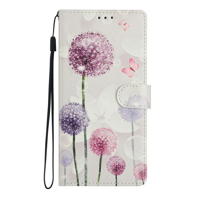 For Oppo Reno14 5G (Global) Case Pattern Printing Wallet Stand Flip Leather Phone Cover with Strap - Dandelion