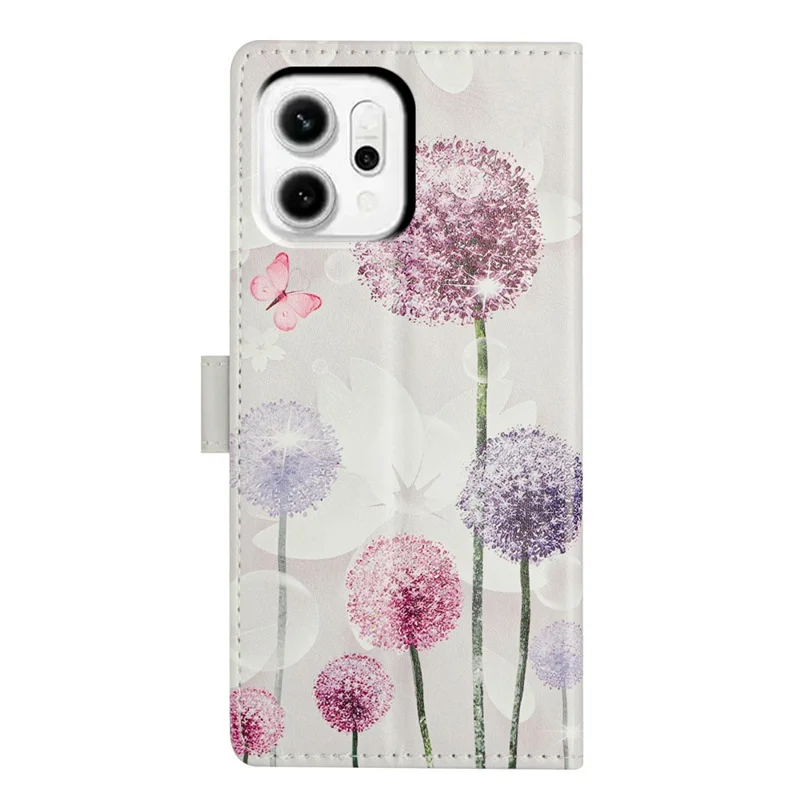 For Oppo Reno14 5G (Global) Case Pattern Printing Wallet Stand Flip Leather Phone Cover with Strap - Dandelion