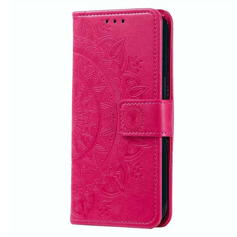 Funda con soporte para Samsung Galaxy A07 Estuche de cuero de PU con estampado tótem y correa para la muñeca - Rosa