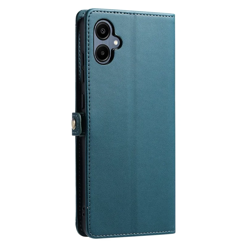Cover in pelle per Samsung Galaxy A07 con cinturino da polso e supporto portafoglio - Verde scuro