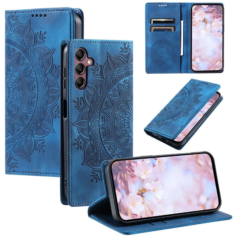 For Samsung Galaxy A17 5G Case Magnetic Closing Leather Phone Cover Pattern Imprinted - Blue