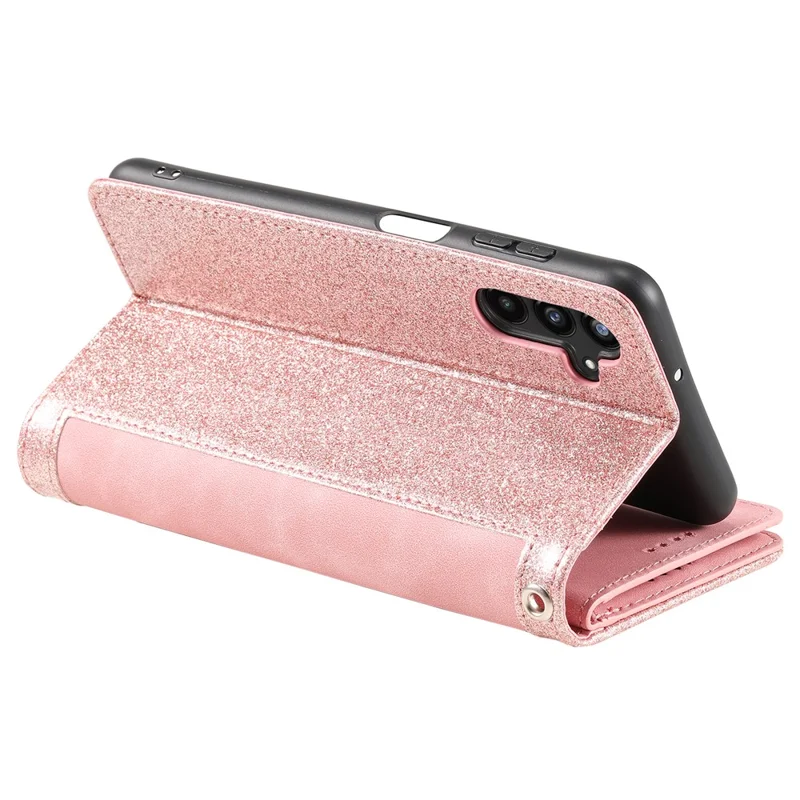 For Samsung Galaxy A17 5G / A26 5G Case 9 Card Slots Zipper Wallet PU Leather Phone Cover with Wrist Strap - Rose Gold