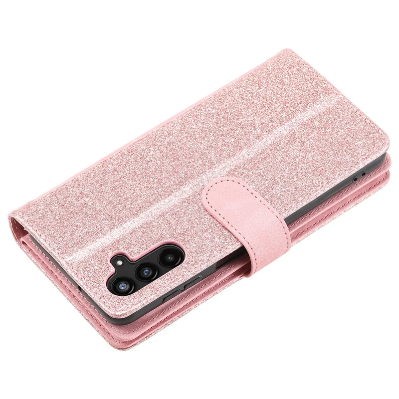For Samsung Galaxy A17 5G / A26 5G Case 9 Card Slots Zipper Wallet PU Leather Phone Cover with Wrist Strap - Rose Gold