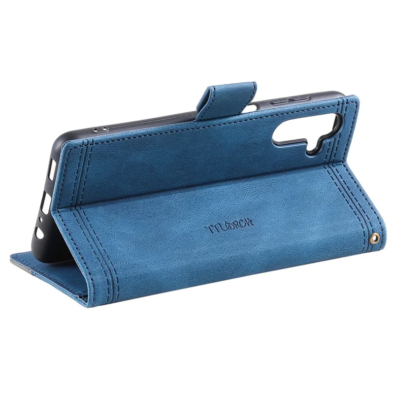 TTUDRCH Style 004 For Samsung Galaxy A17 5G / A26 5G Leather Case RFID Blocking Wallet Stand Phone Cover with Strap - Blue