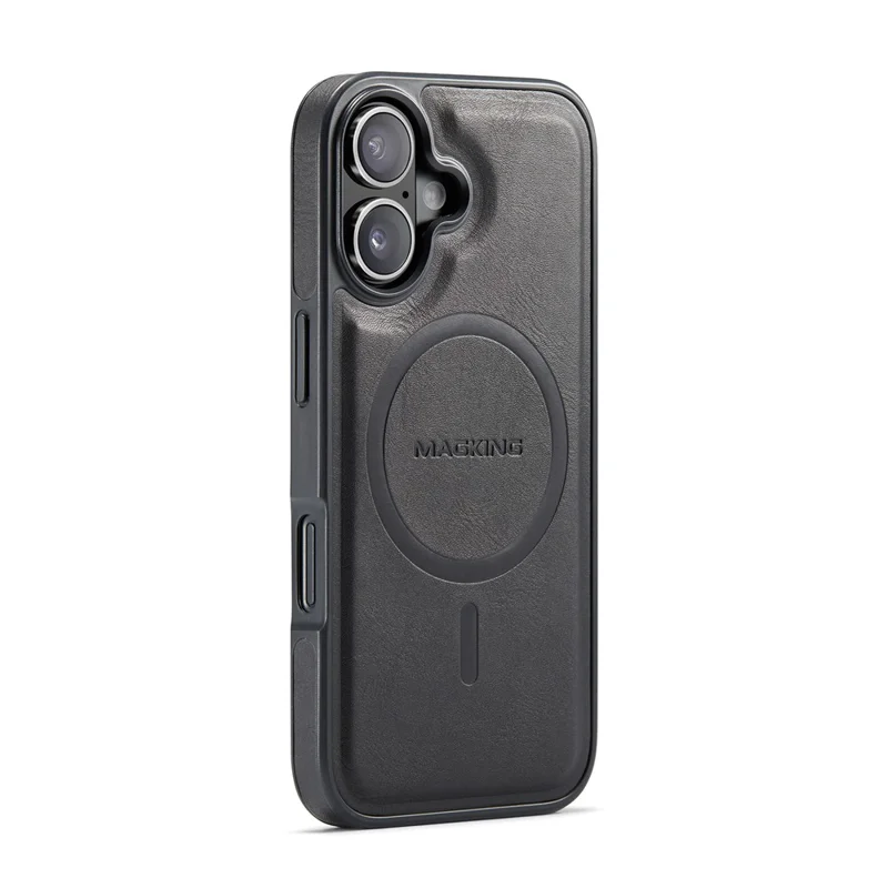 MAGKING K3 Serie Hülle für iPhone 16 kompatibel mit MagSafe Wallet PC + TPU + PU Handyhülle - Schwarz
