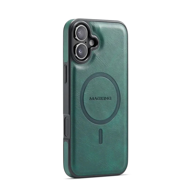 MAGKING K3 Series For iPhone 16 Plus Case Compatible with MagSafe Wallet PC + TPU + PU Phone Cover - Green