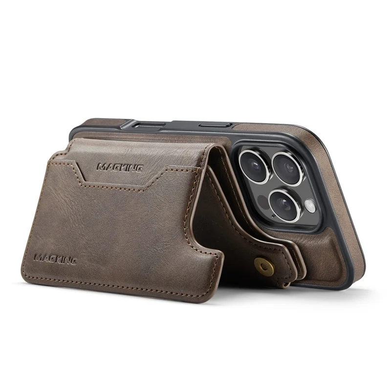 MAGKING K3 Serie für iPhone 16 Pro Hülle kompatibel mit MagSafe Brieftasche PC + TPU + PU Handyhülle - Kaffee