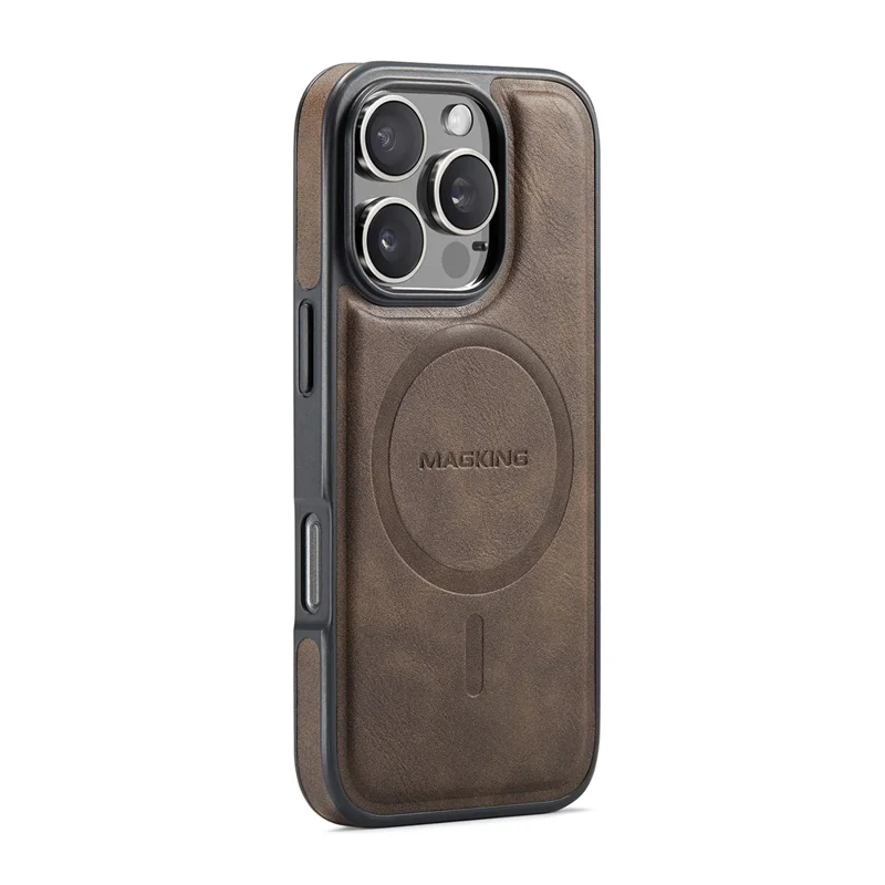 MAGKING K3 Serie für iPhone 16 Pro Hülle kompatibel mit MagSafe Brieftasche PC + TPU + PU Handyhülle - Kaffee