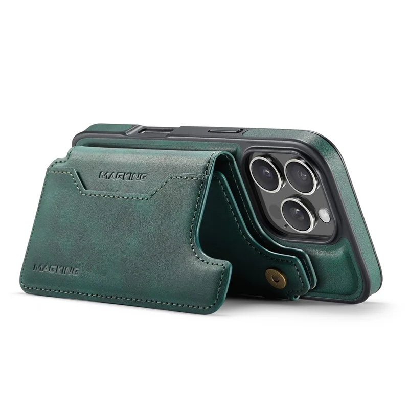 MAGKING K3 Series Étui pour iPhone 16 Pro Max Compatible avec Portefeuille MagSafe - Coque de Téléphone PC + TPU + PU - Vert