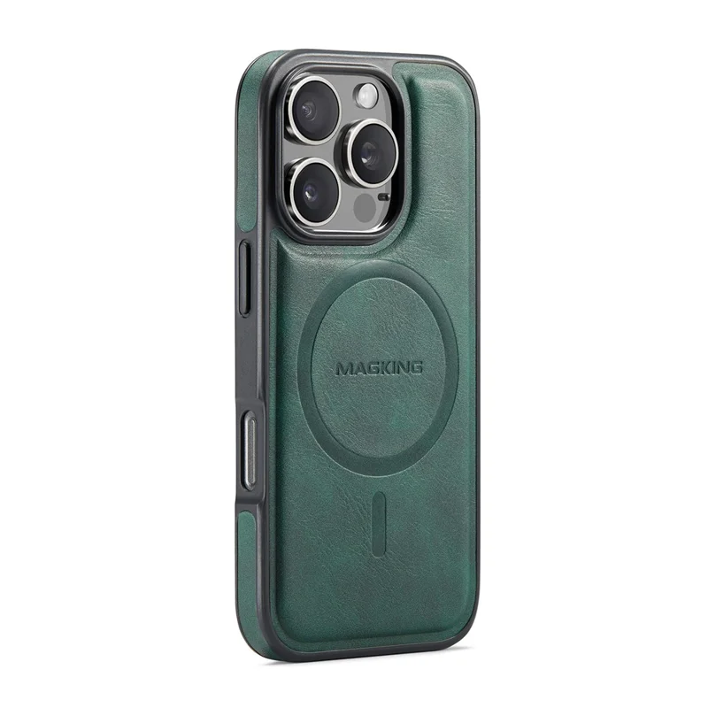 MAGKING K3 Series Étui pour iPhone 16 Pro Max Compatible avec Portefeuille MagSafe - Coque de Téléphone PC + TPU + PU - Vert