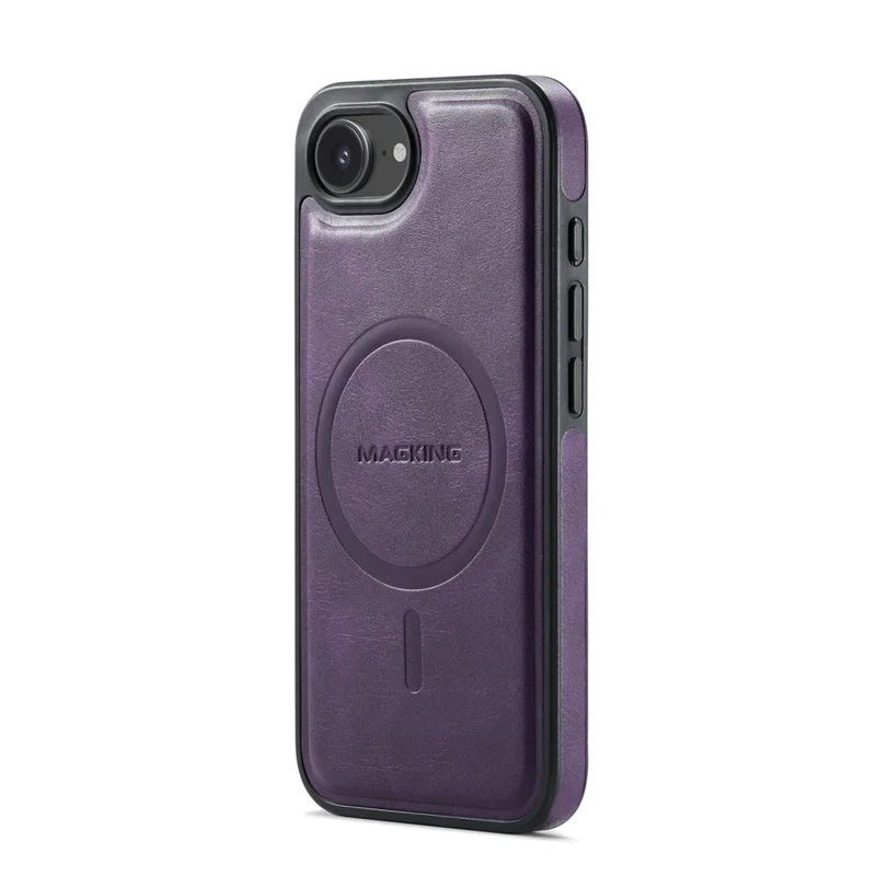 MAGKING K3 Series For iPhone 16e Case Compatible with MagSafe Wallet PC + TPU + PU Phone Cover - Purple