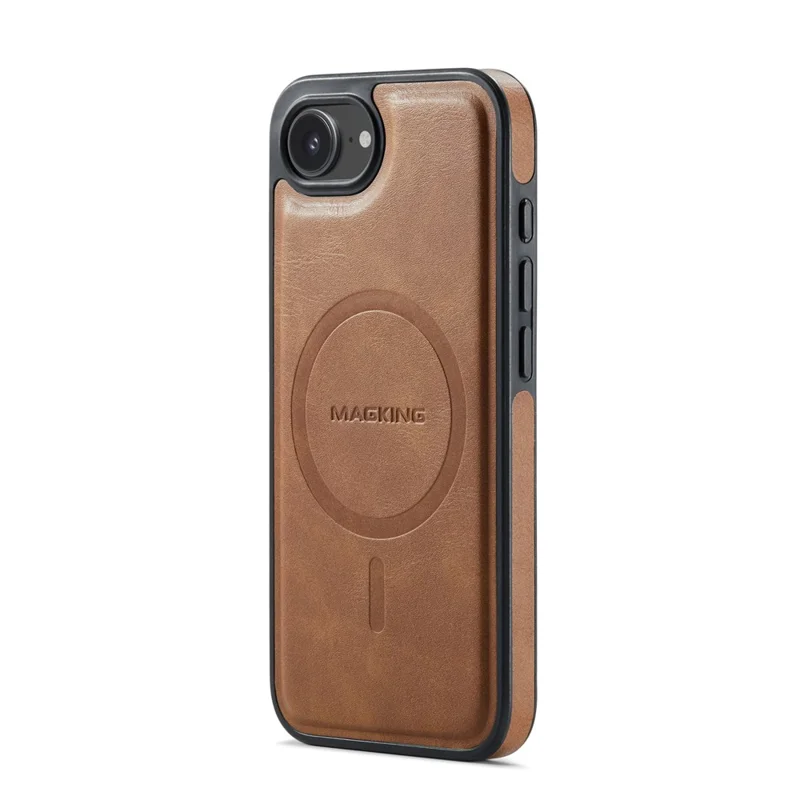 MAGKING K3 Series For iPhone 17e / 16e Case Compatible with MagSafe Wallet PC + TPU + PU Phone Cover - Brown