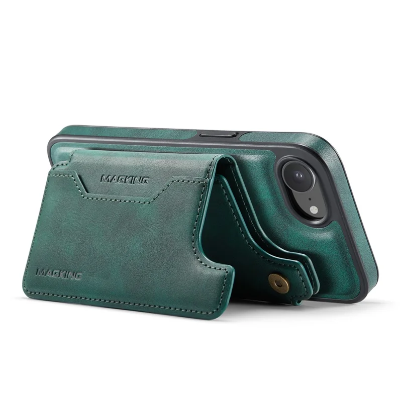MAGKING K3 Series For iPhone 17e / 16e Case Compatible with MagSafe Wallet PC + TPU + PU Phone Cover - Green