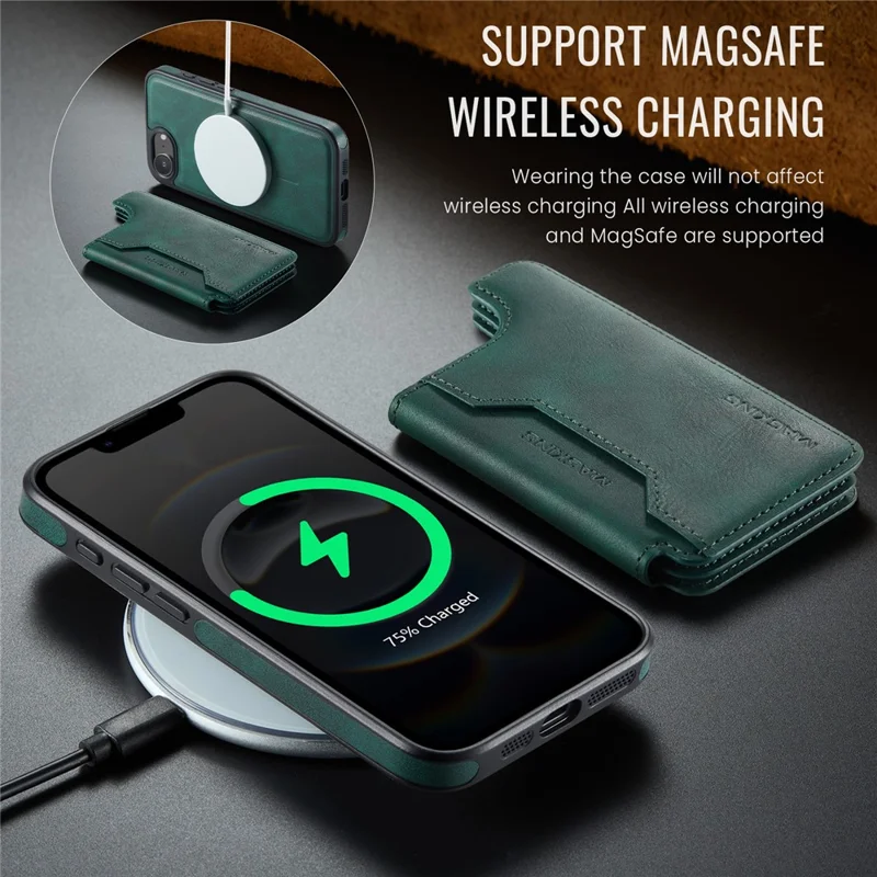 MAGKING K3 Series For iPhone 17e / 16e Case Compatible with MagSafe Wallet PC + TPU + PU Phone Cover - Green