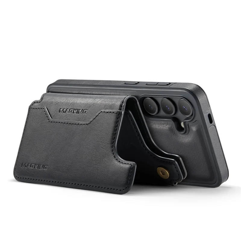 MAGKING K3 Serie Hülle für Samsung Galaxy S25 Kompatibel mit MagSafe Wallet PC + TPU + PU Handyhülle - Schwarz