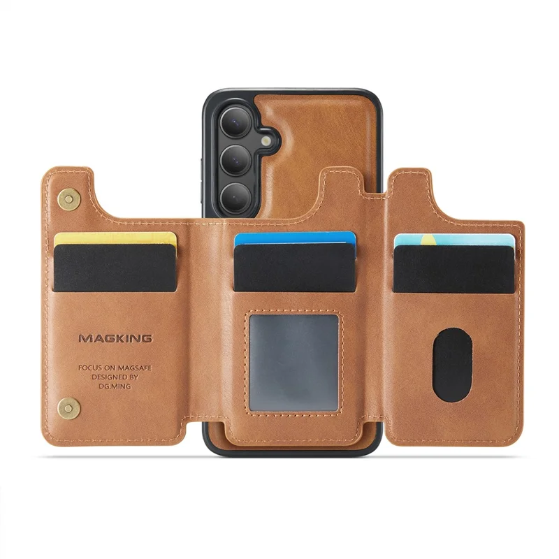 MAGKING K3 Series For Samsung Galaxy S25+ Case Compatible with MagSafe Wallet PC + TPU + PU Phone Cover - Brown