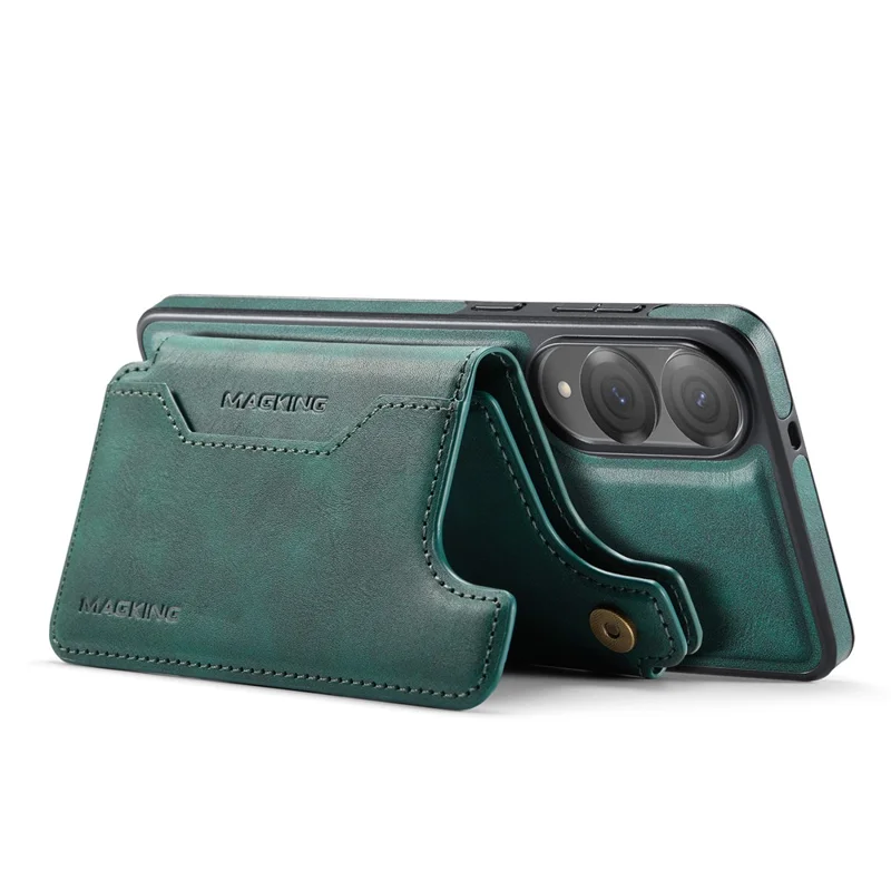 Série MAGKING K3 para Capa de Galaxy S25 Edge da Samsung Compatível com Carteira MagSafe PC + TPU + PU Capa de Telefone - Verde