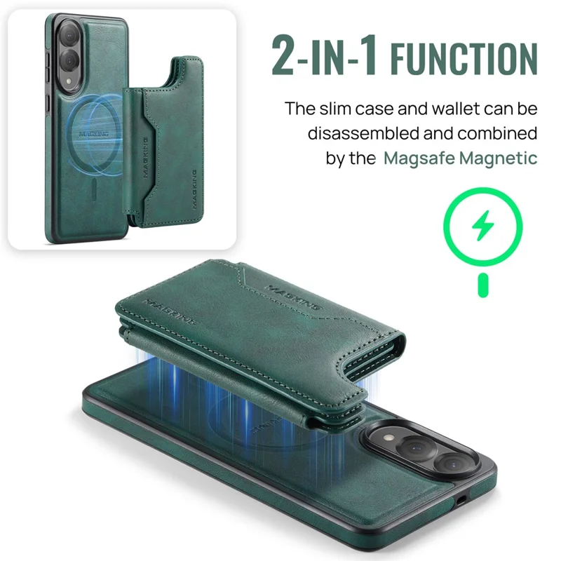 Série MAGKING K3 para Capa de Galaxy S25 Edge da Samsung Compatível com Carteira MagSafe PC + TPU + PU Capa de Telefone - Verde