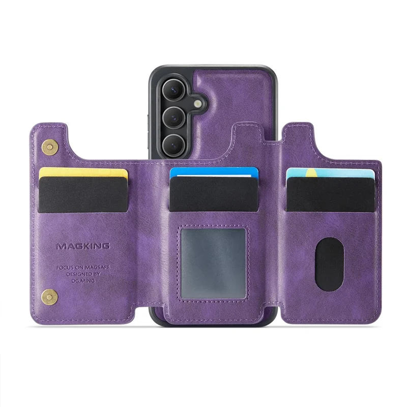 MAGKING K3 Serie per Cover Telefono Samsung Galaxy S24 Compatibile con Portafoglio MagSafe in PC + TPU + PU - Viola