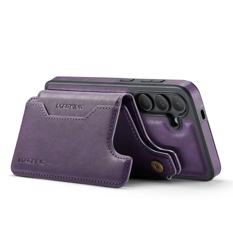 MAGKING K3 Serie per Cover Telefono Samsung Galaxy S24 Compatibile con Portafoglio MagSafe in PC + TPU + PU - Viola