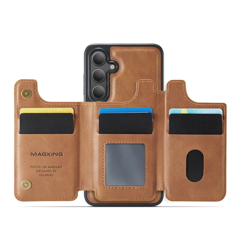 MAGKING K3 Series для Samsung Galaxy S24+ Чехол, совместимый с MagSafe Wallet, ПК + TPU + PU - Коричневый