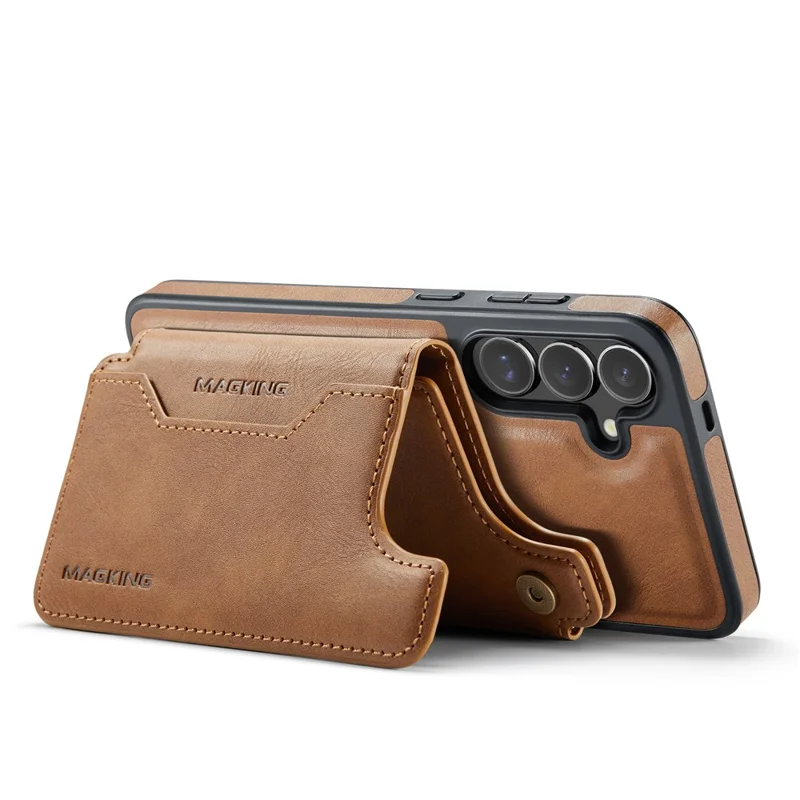 MAGKING K3 Series для Samsung Galaxy S24+ Чехол, совместимый с MagSafe Wallet, ПК + TPU + PU - Коричневый
