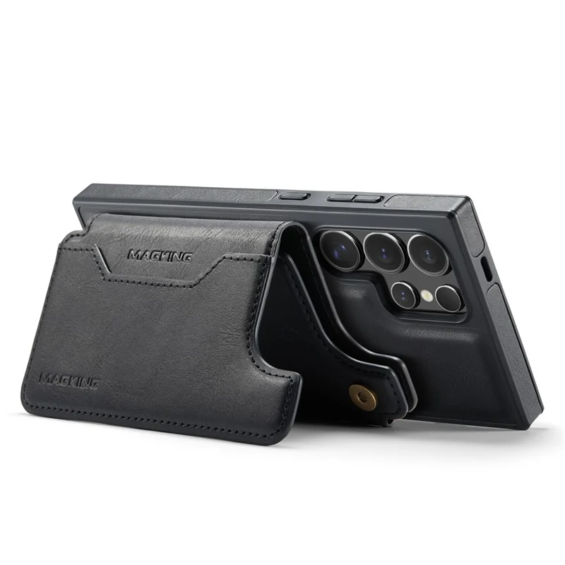 MAGKING K3 Series Чехол для Samsung Galaxy S24 Ultra, совместимый с MagSafe Wallet, из поликарбоната + термопластичного полиуретана + искусственной кожи - Черный