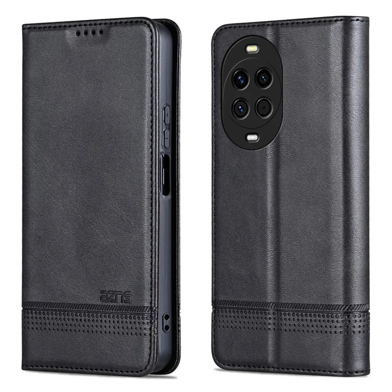 AZNS For Huawei nova 14 5G Case Cowhide Texture PU Leather Wallet Phone Cover - Black