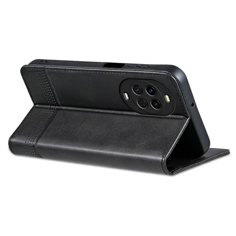 AZNS For Huawei nova 14 5G Case Cowhide Texture PU Leather Wallet Phone Cover - Black