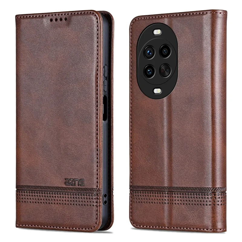 Étui AZNS en cuir de vachette pour Huawei nova 14 Pro 5G - Portefeuille de téléphone - Couleur Café