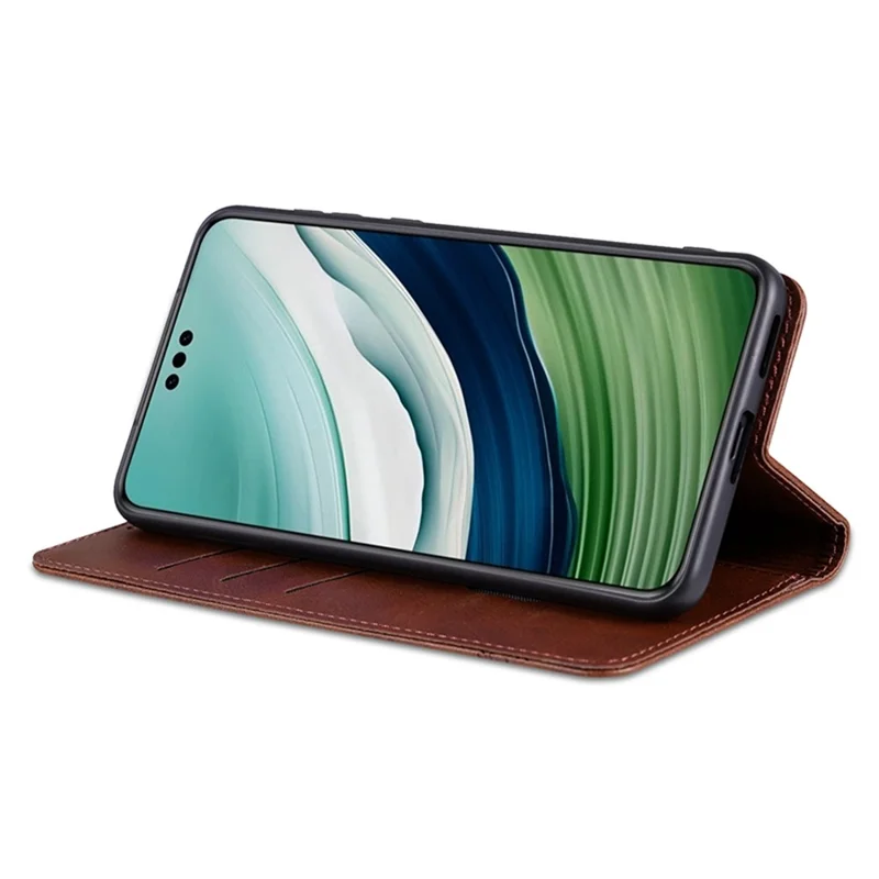 Étui AZNS en cuir de vachette pour Huawei nova 14 Pro 5G - Portefeuille de téléphone - Couleur Café